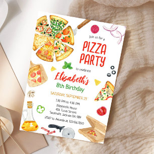 Pizza Party Birthday Invitation