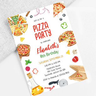 Pizza Party Birthday Invitation