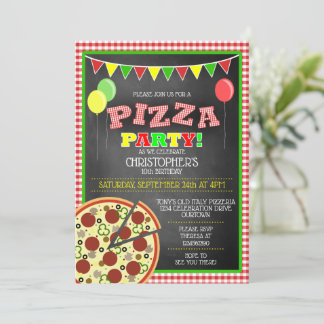 Pizza Party Birthday Invitation