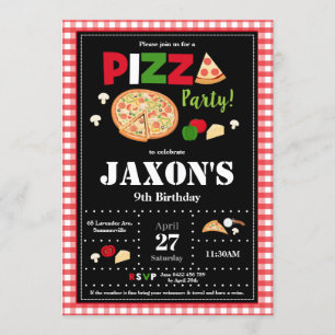 Pizza Party Birthday Invitation Boys
