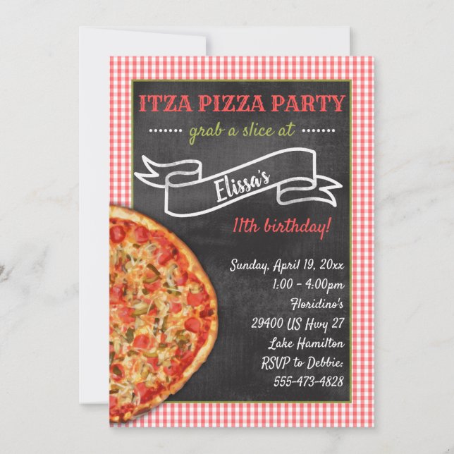 Pizza Party Birthday Party Invitation (Front)