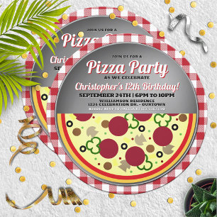 Pizza Party Birthday Party Invitation