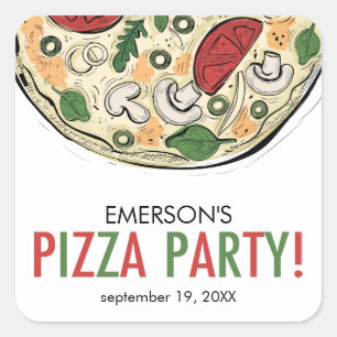 Pizza Party Birthday Sticker