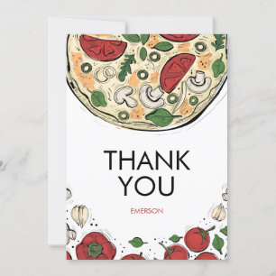 Pizza Party Birthday Thank You Card