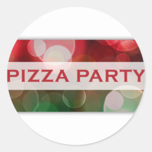pizza party bokeh classic round sticker