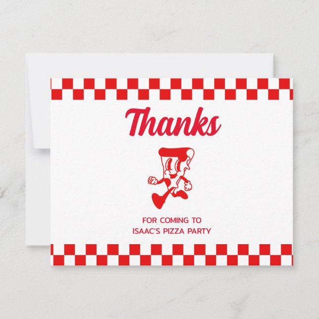Pizza Party Carte de remerciements plat (Devant)