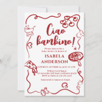 Pizza Party,Ciao Bambino Baby Shower Invitation