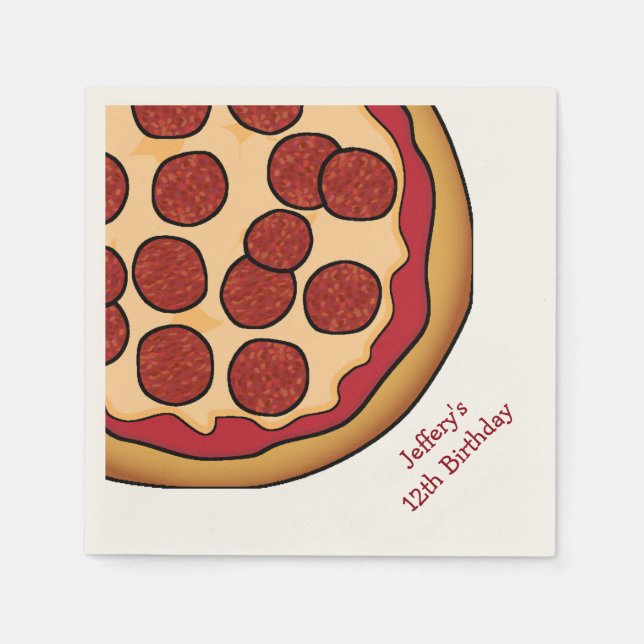 Pizza Party Custom Paper Napkins (Front)