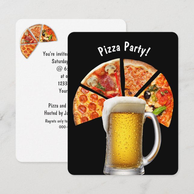 Pizza Party et invitation à la bière (Devant / Derrière)