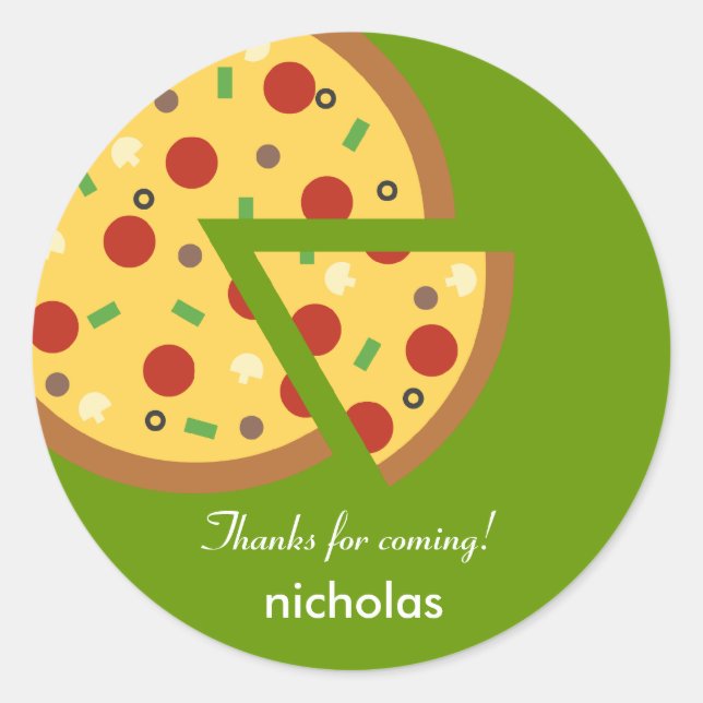 Pizza Party Favour Sticker or Envelope Seal (Front)