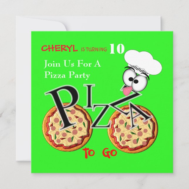 Pizza Party Fun Modern Invitation (Front)