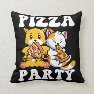 Pizza Party Funny Cat Lover Throw Pillow