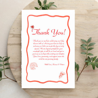 Pizza Party Hand drawn Italian Baby shower Thank You Card