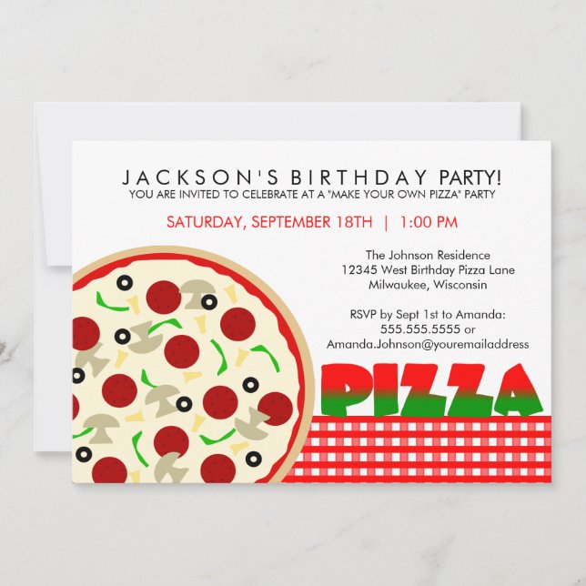 Pizza Party Invitation (Front)