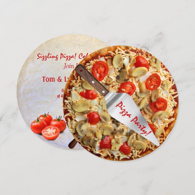 pizza party invitation (Front/Back)