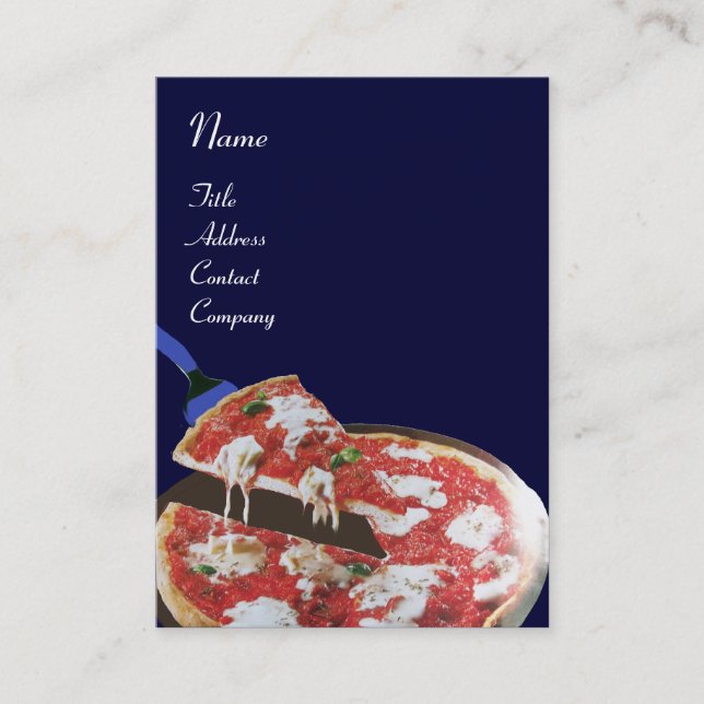 PIZZA PARTY ITALIAN KITCHEN, RESTAURANT ,blue red Business Card (Front)