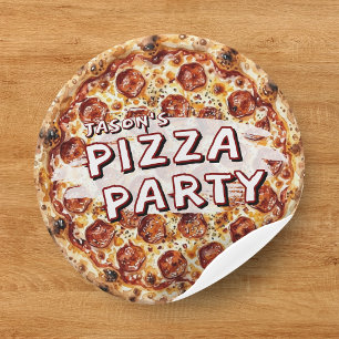 Pizza Party Kids Birthday Classic Round Sticker