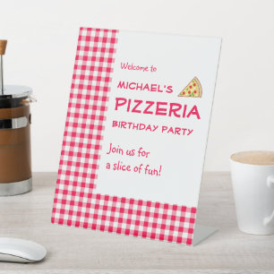 Pizza Party Kids Birthday Pedestal Sign