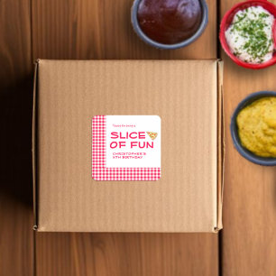 Pizza Party Kids Birthday Square Sticker