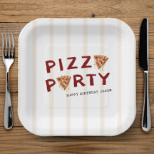 Pizza Party Kids Birthday Striped