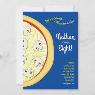 Pizza Party Mushrrom Pizza  Invitation