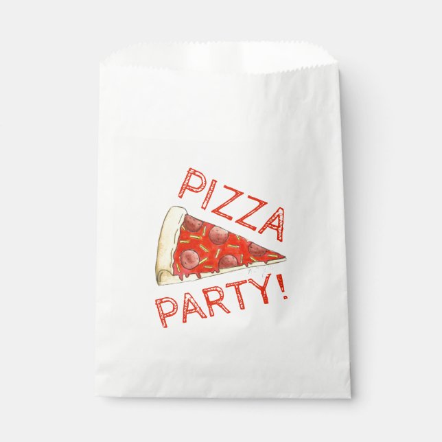 PIZZA PARTY! Pepperoni Cheese Pie Slice Pizzeria Favour Bag (Front)
