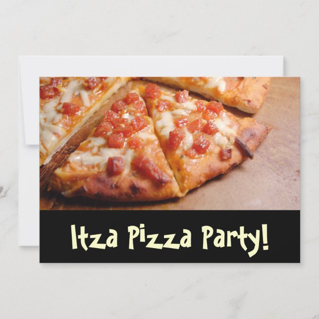 Pizza Party Personalized Card Invitation (Front)