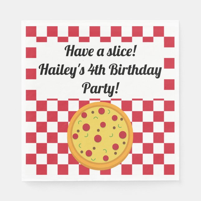 Pizza Party Personalized Napkins (Front)