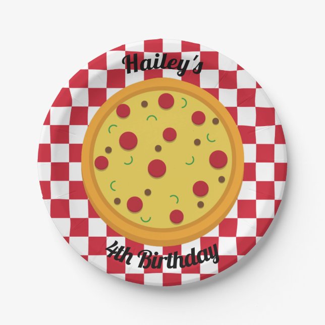 Pizza Party personalized Plates (Front)