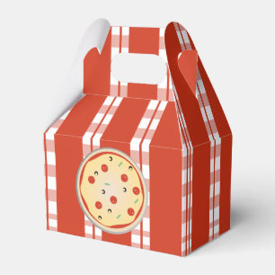 Pizza Party Pie Mix Pizza Plaid Stripes Favor Box