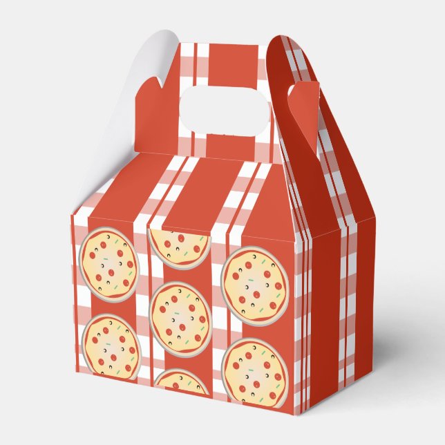 Pizza Party Pie Mix Pizza Plaid Stripes Favor Box (Front Side)