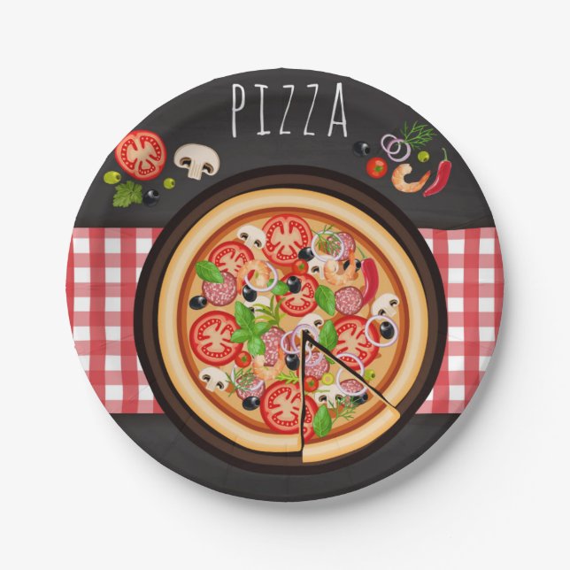 pizza party pizza dinner picnic paper plate (Front)