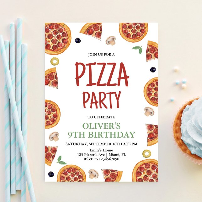 Pizza Party, Slice Of Fun Pizza Party Birthday Invitation (Creator Uploaded)