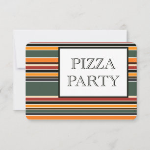 pizza party stripes invitation