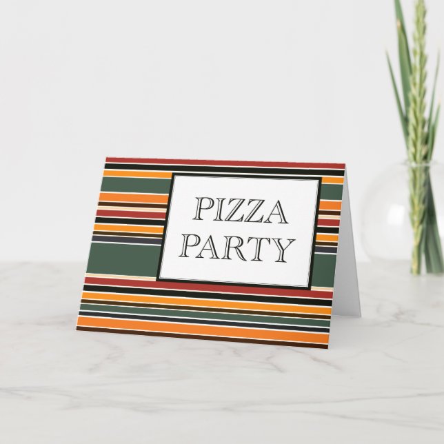 pizza party stripes invitation (Front)