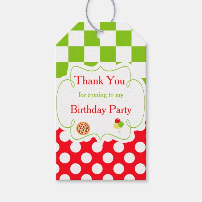 Pizza Party Thank You Gift Tag (Front)