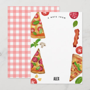 Pizza Party Theme Watercolor Birthday Kids Card
