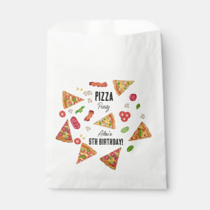 Pizza Party Theme Watercolor Kids Birthday Party Favour Bag