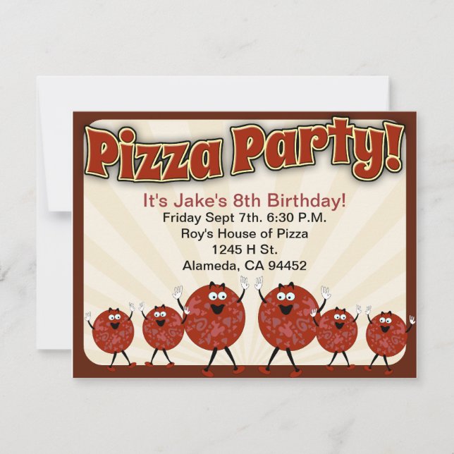 Pizza Party Time Invitation (Front)