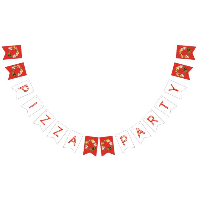 Pizza Party Toppings Italian Food Pizzeria Pie Bunting Flags (All)