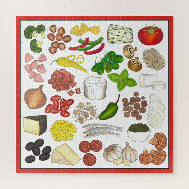 Pizza Party Toppings Italian Food Pizzeria Pie Jigsaw Puzzle (Vertical)