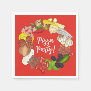Pizza Party Toppings Italian Food Pizzeria Pie Napkin
