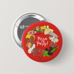 Pizza Party Toppings Make Your Own Birthday Decor 2 Inch Round Button