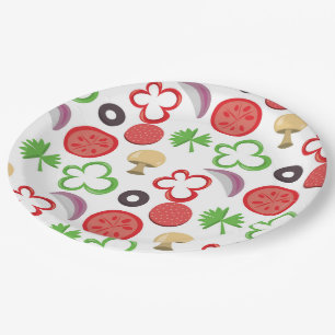 Pizza Party toppings paper plate