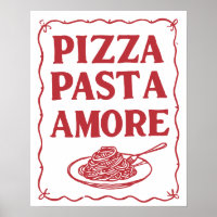 Pizza Pasta Amore Italian Food Kitchen Wall Art