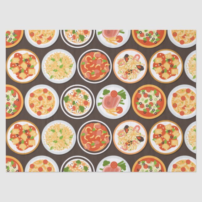 Pizza, pasta, delicious Italian food Tissue Paper (Front)