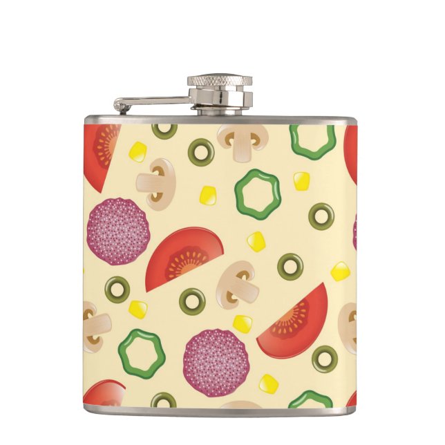 Pizza Pattern 2 Hip Flask (Front)