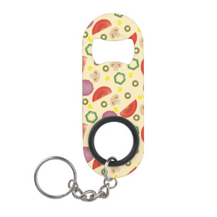 Pizza Pattern 2 Keychain Bottle Opener