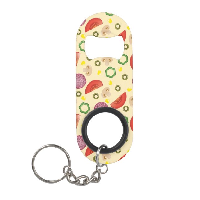 Pizza Pattern 2 Keychain Bottle Opener (Front)