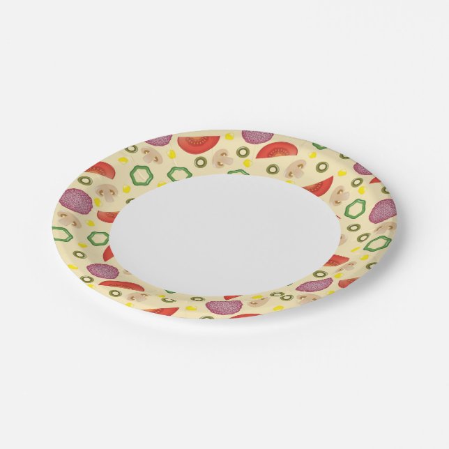 Pizza Pattern 2 Paper Plate (Angled)